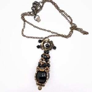 Pam Hiran Anthropologie Style Chunky Y2K Beaded Pendant Necklace Boho